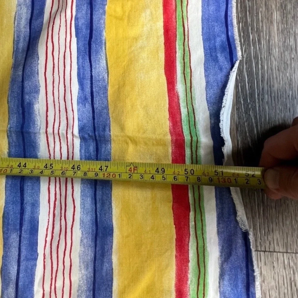 Unbranded Round Tablecloth Unisex OS Yellow Blue Striped Fabric Remnant